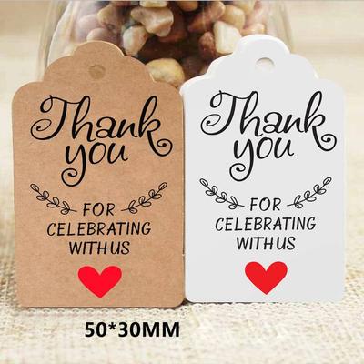 50 Stück Kraftpapier-Anhänger zum Selbermachen, handgefertigt/Dankeschön, Blumenhandwerk, Hängeetiketten mit Seil, Etiketten, Geschenkverpackung, Zubehör, Hochzeitsgeschenke