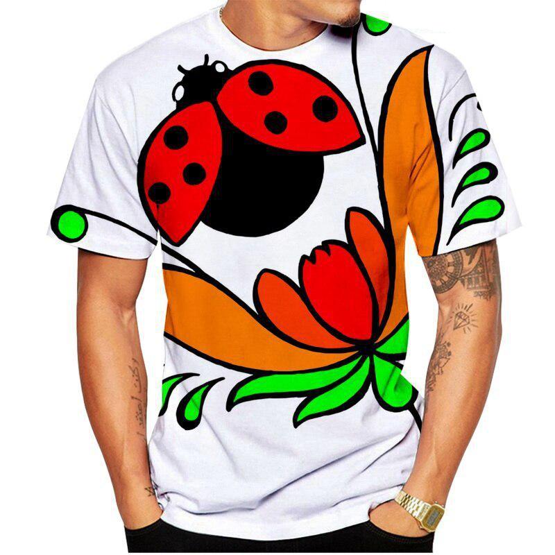 Летняя повседневная свободная футболка с круглым вырезом и 3D-принтом для мужчин и женщин — фото 6