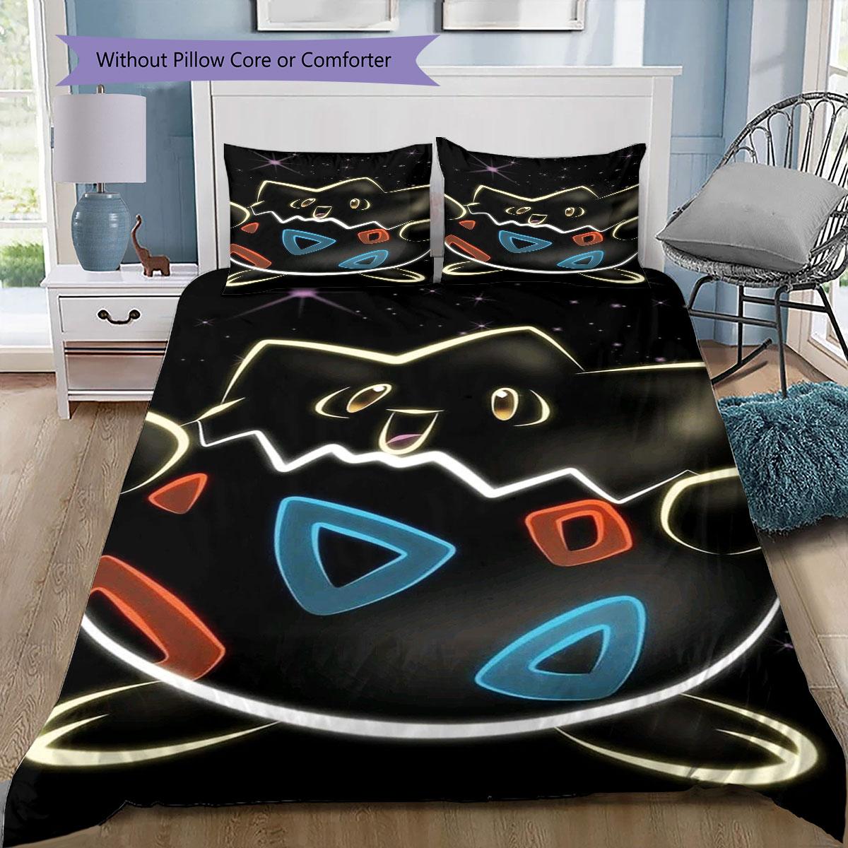 Pokemon Togepi Bedding Set Kawaii Lovely Pocket Monster Pattern Washable Bed Linen for Teens Dormitory 135x200cm
