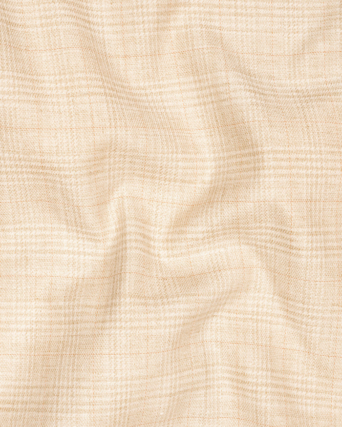 Light Apricot Brown Subtle Plaid Blazer