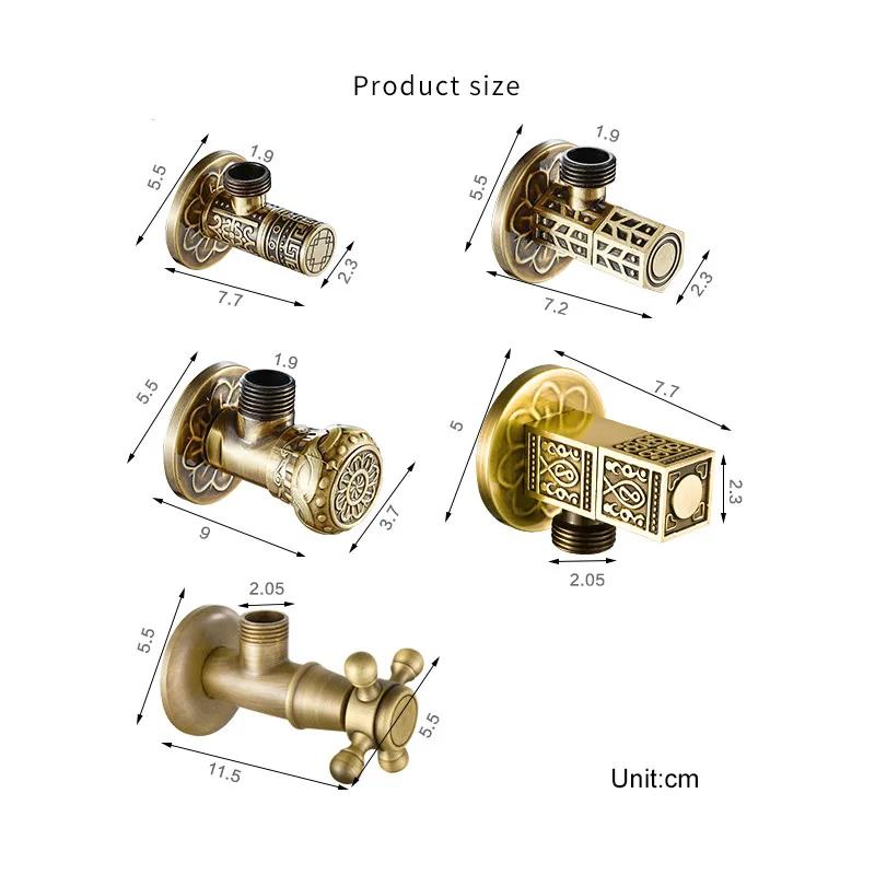 Brass Angle Valve Water Control Antique Water Tap Shower Diverter Valve Bathroom Water Fill Valve
