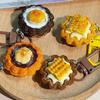 Keychain Pendant Corn Egg Tart Design Mini Size Food Keyring Keys Bags Phone Lanyard Versatile Hanging Ornament
