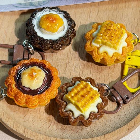Keychain Pendant Corn Egg Tart Design Mini Size Food Keyring Keys Bags Phone Lanyard Versatile Hanging Ornament