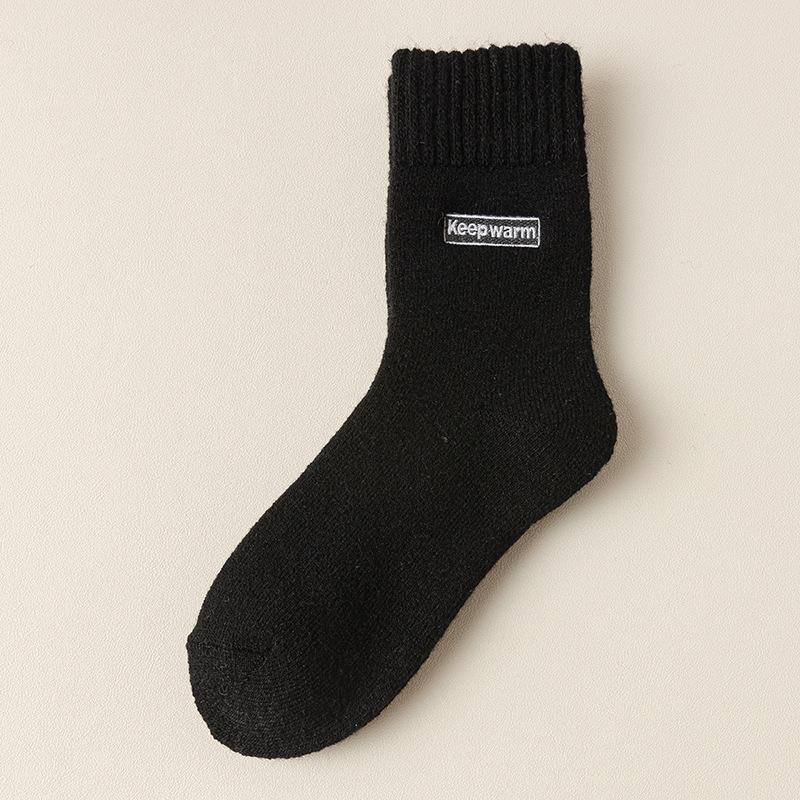 Wool Socks Children'S Medium Tube Socks Season Warm Plush Thickened Terry Socks Embroidered Letters Winter Super Thick Stockings