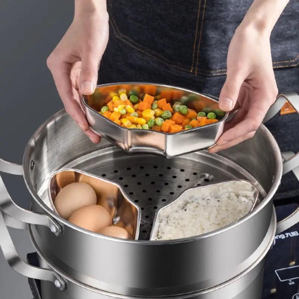 3PCS Serviceable Household Steaming Bowl Beautiful Rice Cooker Steaming Bowl  Liquid Stew Pot