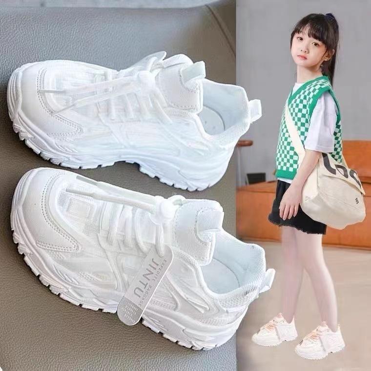 Mädchen-Sneaker atmungsaktives Mesh Dad-Schuhe 2025 neue vielseitige Jungen-kleine weiße Schuhe Grundschüler lässige Mesh-Schuhe