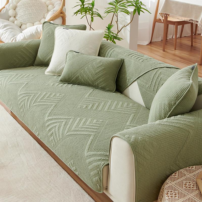 Cotton Sofa Cushion Four Seasons Universal Pure Cotton Nordic Non-Slip Fabric Cushion Simple Modern Summer Leather Cover Cover