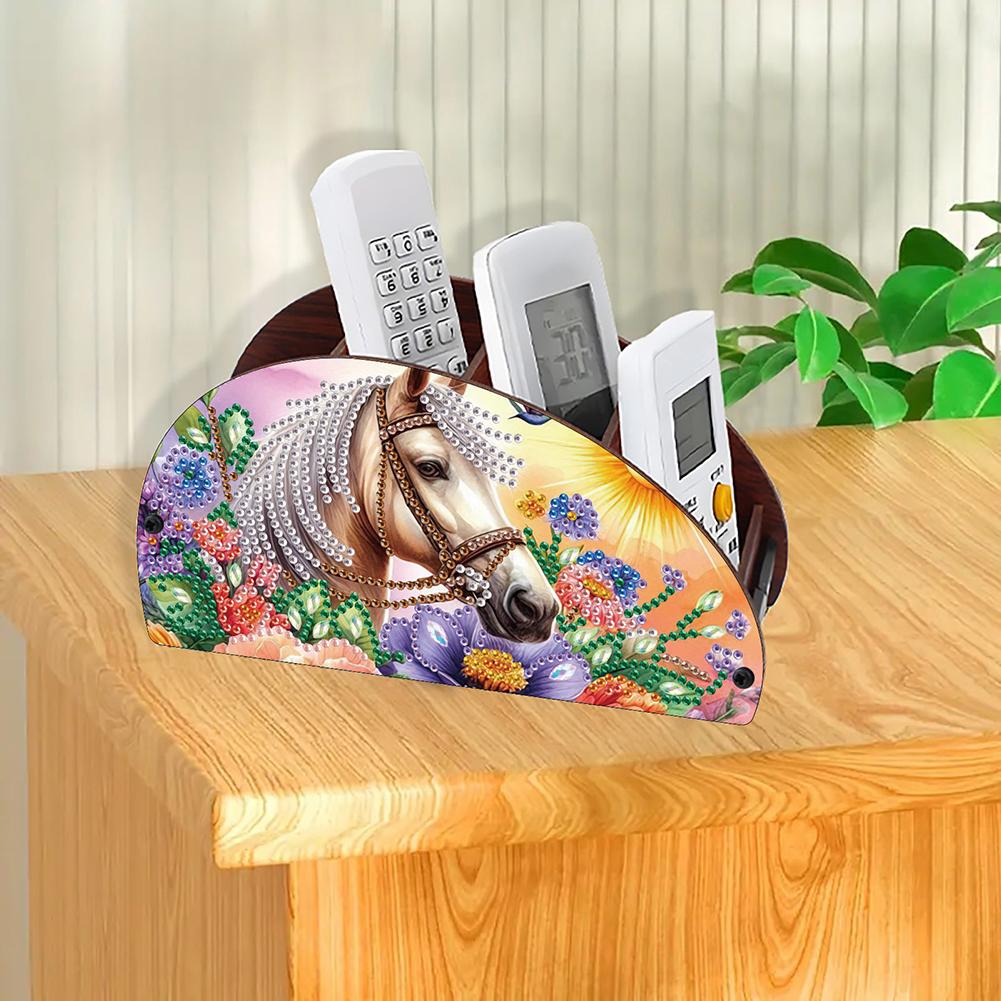 Wooden Flowers DIY Rhinestones Storage Holder Crystal Diamond Storage Shelf Diamond Painting Organizer Rack for Remote Control