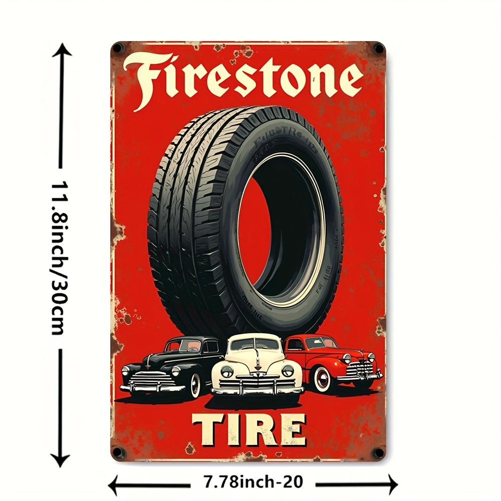 Hisun Tin Sign HD Tin Sign Firestone Tire Vintage Retro Metal Tin Sign for Garage Wall Decor