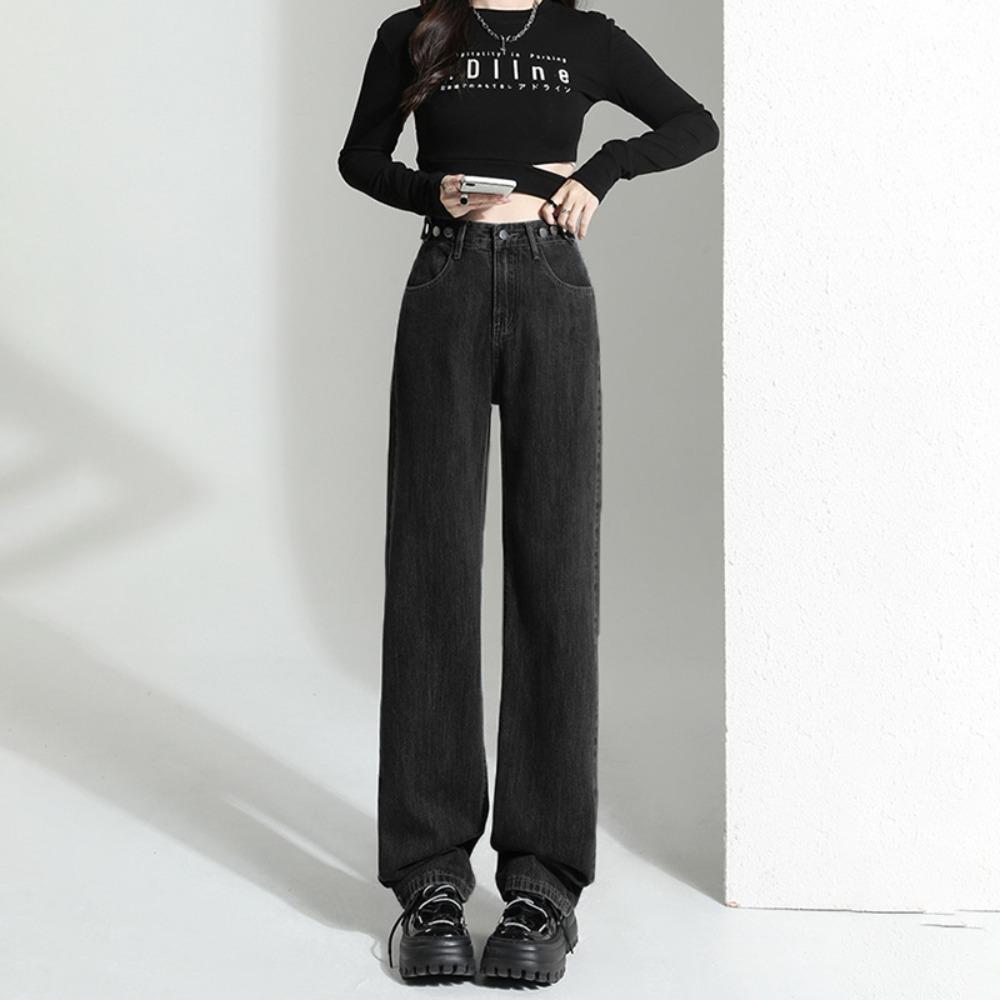 

Повседневные джинсы клеш с регулируемой талией для женщин, новые универсальные и тонкие прямые джинсы для весны и осени 2XL