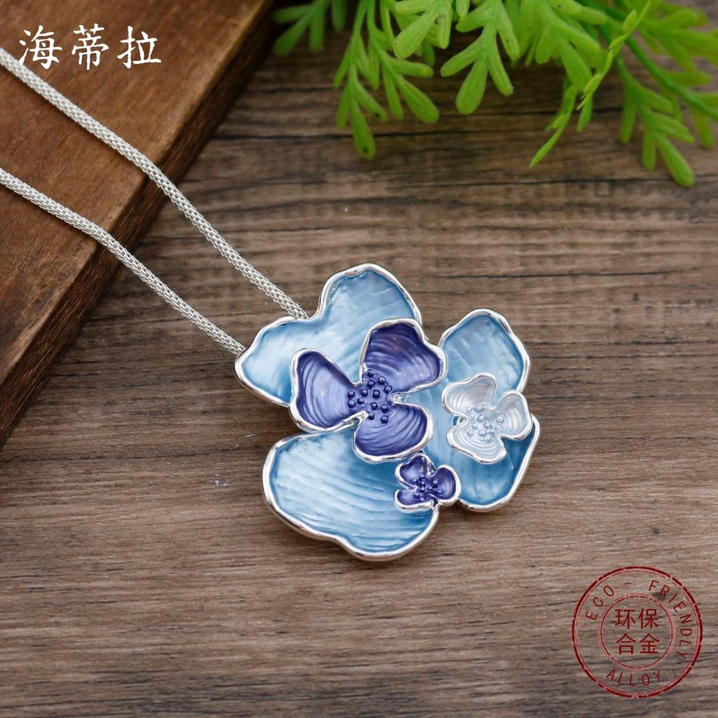 New Enamel Irregular Lotus Leaf Pendant, Women's Simple and Versatile Geometric Petal Necklace