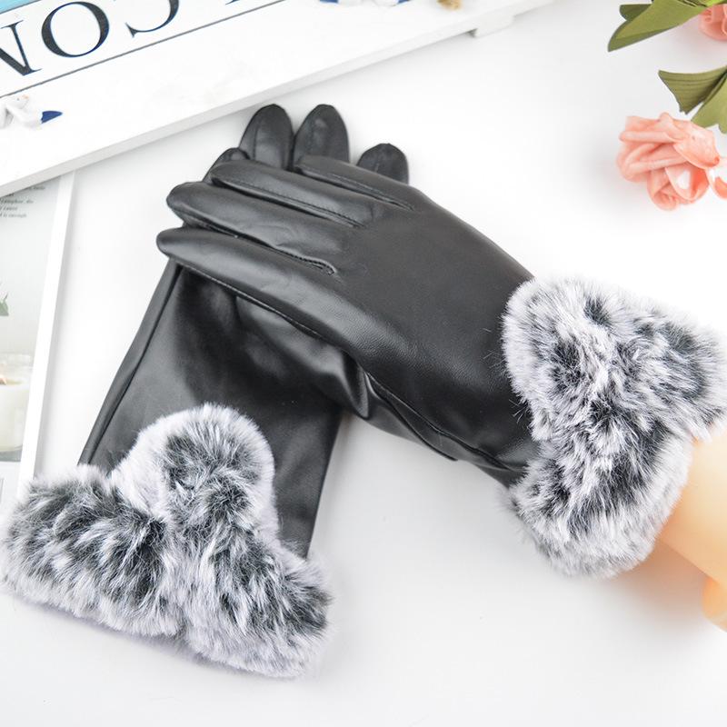 Gants d'hiver en polaire chaude à écran tactile en V pour femme Big Hair Gants de conduite d'hiver Shangleather