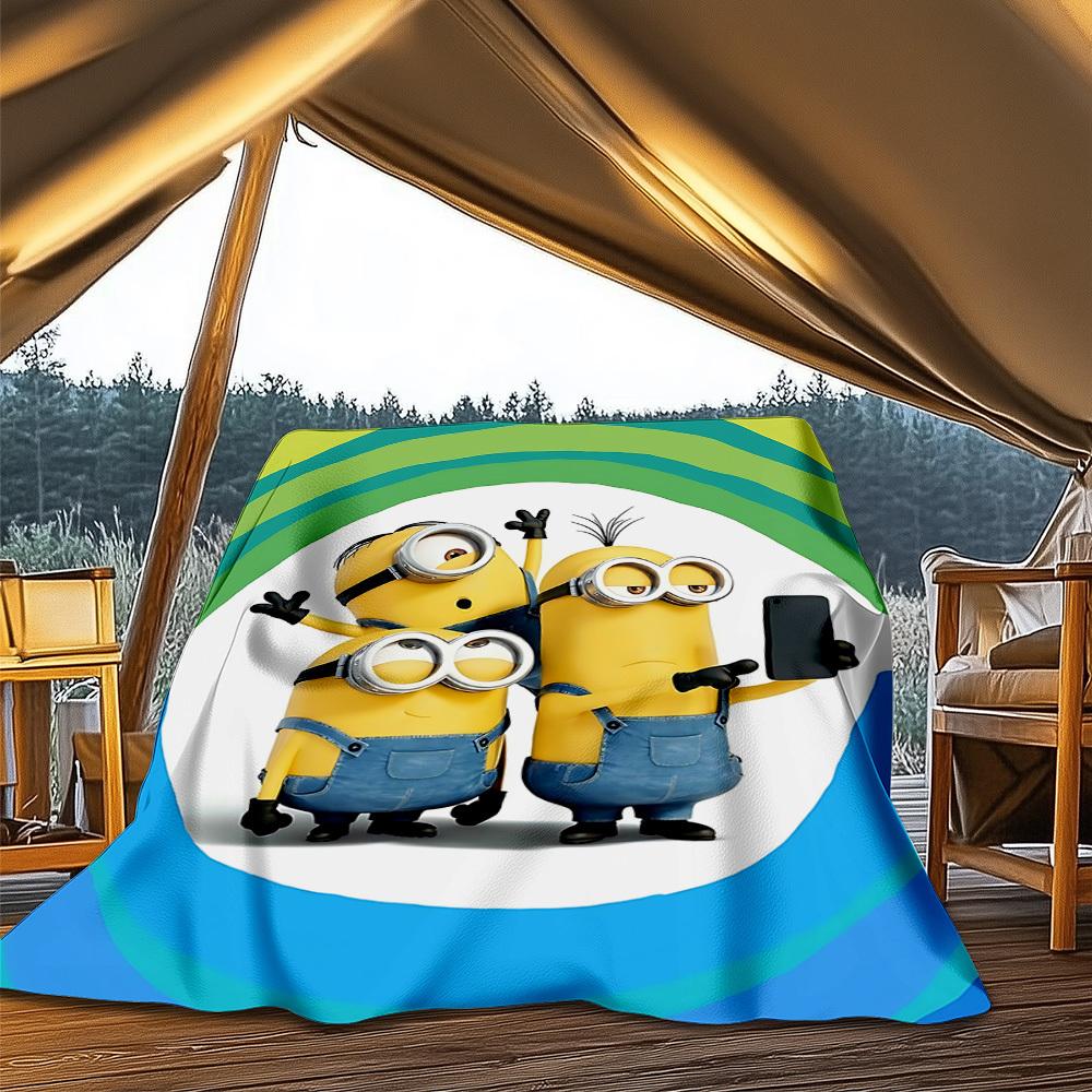 1 Stück Minions Outdoor Flanelldecke für Mädchen Weich, Leicht, Perfekt zum Campen und als Geschenk, Digital
