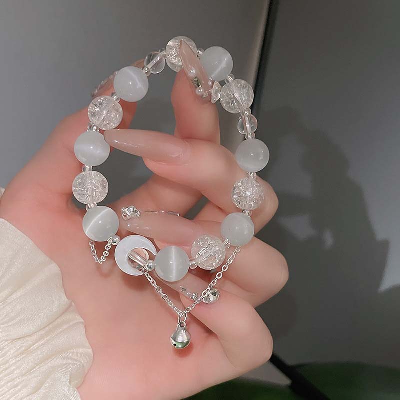 

Fashion White Beads Moon Bracelet for Women Vintage Gradient Crystal Glass Planet Bracelets Exquisite Party Jewelry Gifts