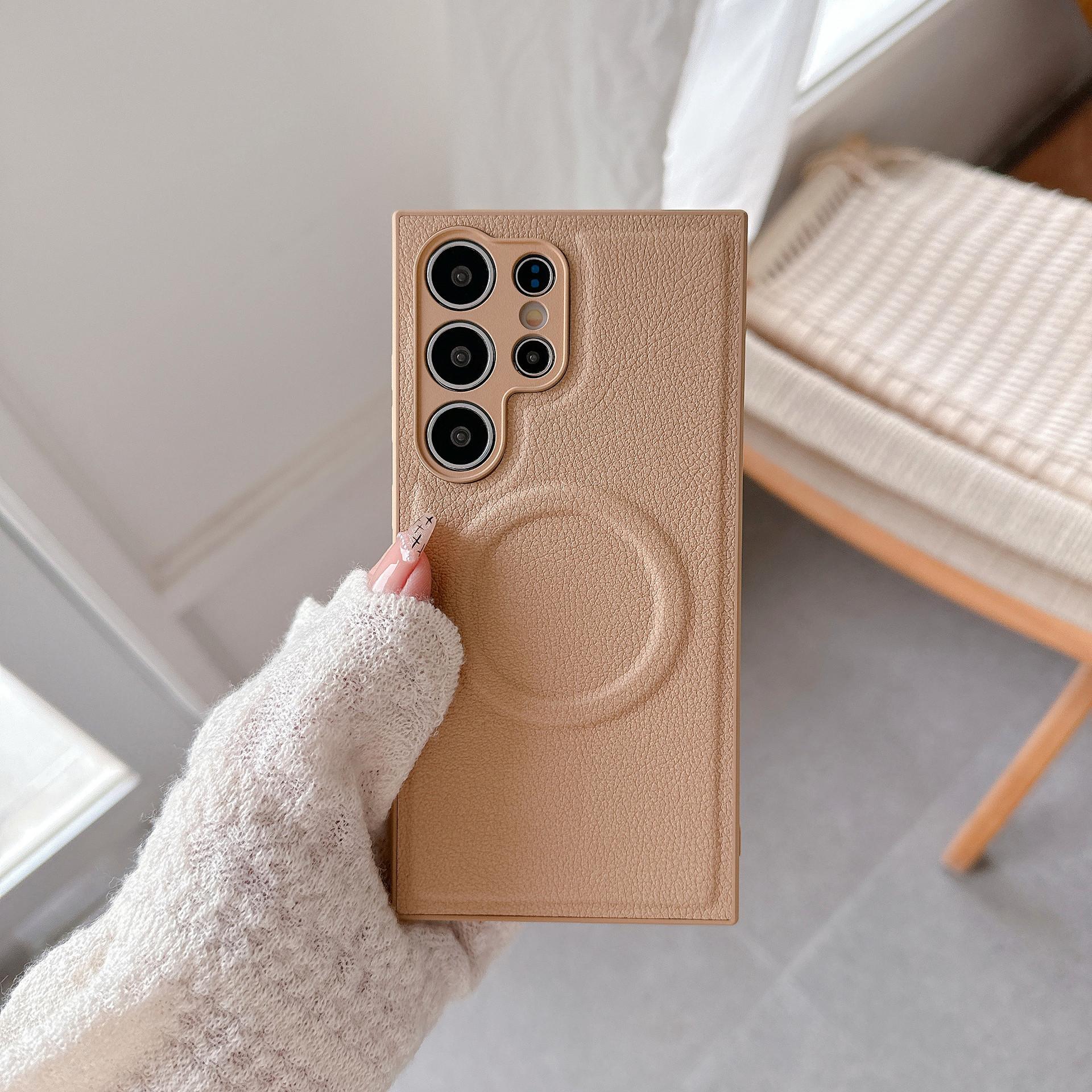 

Leather Case Suitable for Samsung Galaxy S25ultra Protective Case S24plus Magnetic S23 Plain Leather Mobile Phone Case Galaxy S25