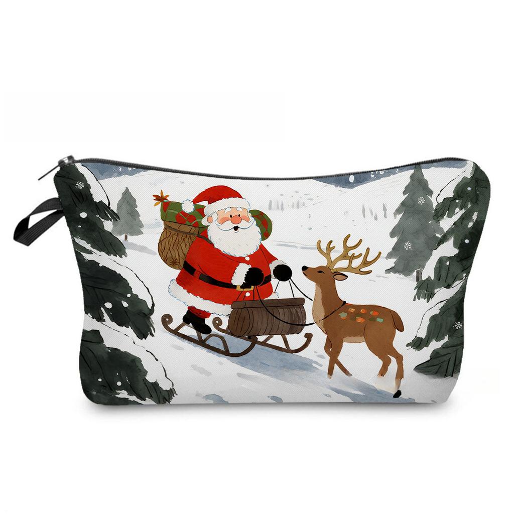 Women Santa Claus Print Cosmetic Bag Toiletries Organize Travel Storage Case 6866 KTB