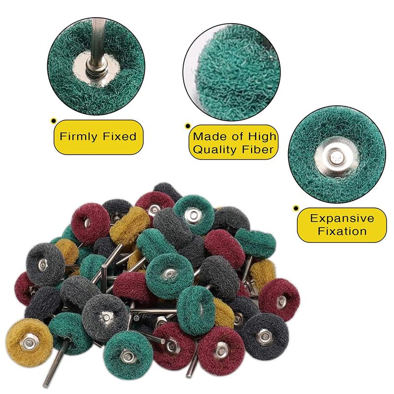 100Pcs Abrasive Buffing Wheels, 1 Inch Buffing Polishing Wheel Set with 1/8 Inch Shank, 20Pcs Each of 80 150 240 400 600 Grit Sc