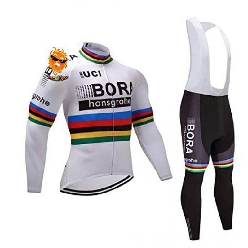 Set Maglia da Ciclismo in Pile da Uomo Invernale Termico Manica Lunga Abbigliamento da Bici per Ciclismo con Clima Freddo