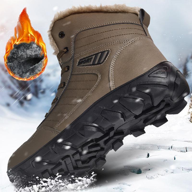 Russian Style Men's Winter Waterproof Outdoor Ankle Snow Boots Warm Anti-skid High Top Cold Weather Footwear for Men