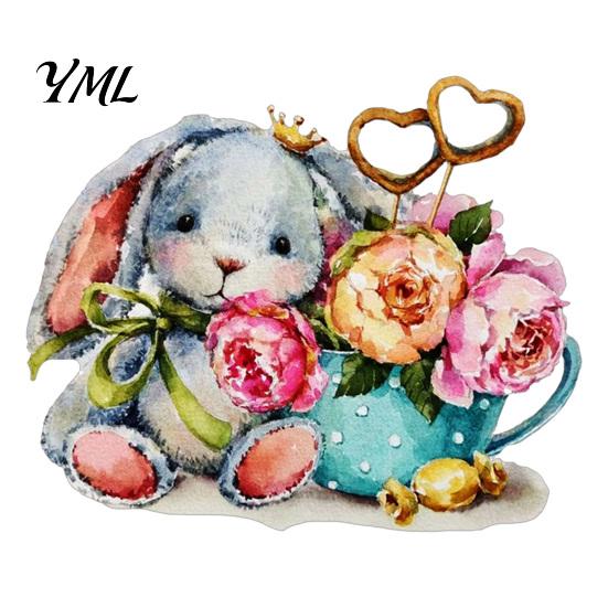 DIY Wall Scene Decorations Watercolor Rabbit & Flowers Light Switch Sticker, Cute Bunny Peel And Stick Decal, Decorative Stickers for Cabinets