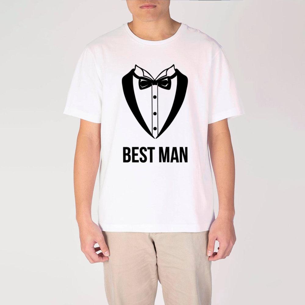 GroomgroomsUnisex Pattern Print Tshirt Short Sleeve Casual Top Round Neck Loose Comfortable Tees Wedding Commemorative Gift