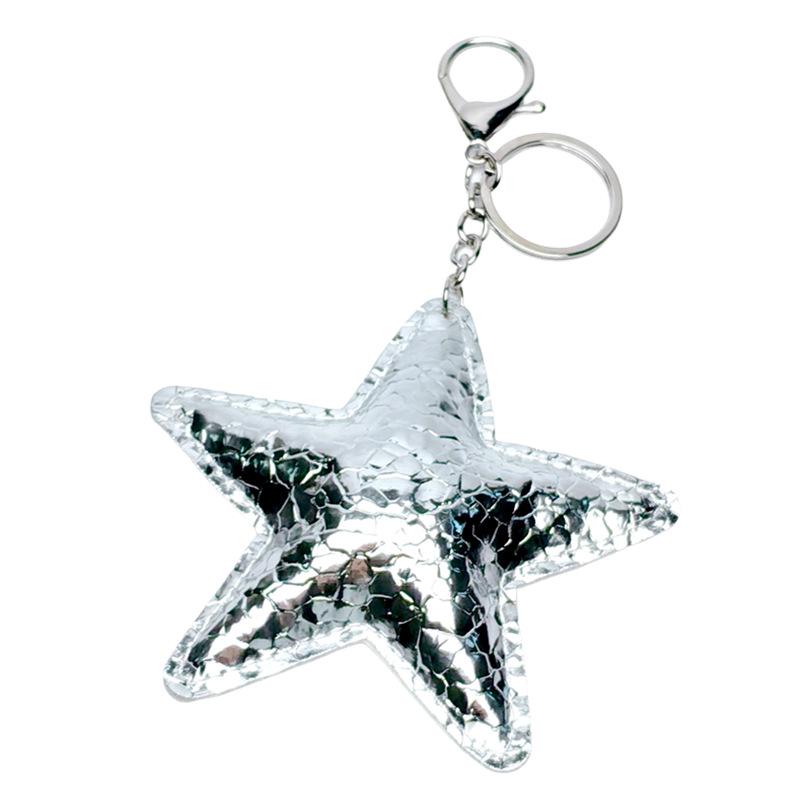 Shiny Three-Dimensional Star & Heart Keychain with Fish Scale Crackle Pattern and Cotton Filling