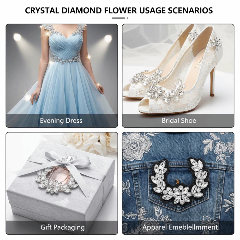 1pcs Glass DIY Craft Chains Sparkling Flower shape Statement Rhinestone Chain  For Women