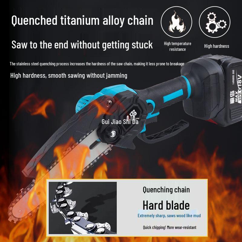 Compact Lithium Battery Handheld Electric Chainsaw - Rechargeable Tree Felling Tool with Large Capacity