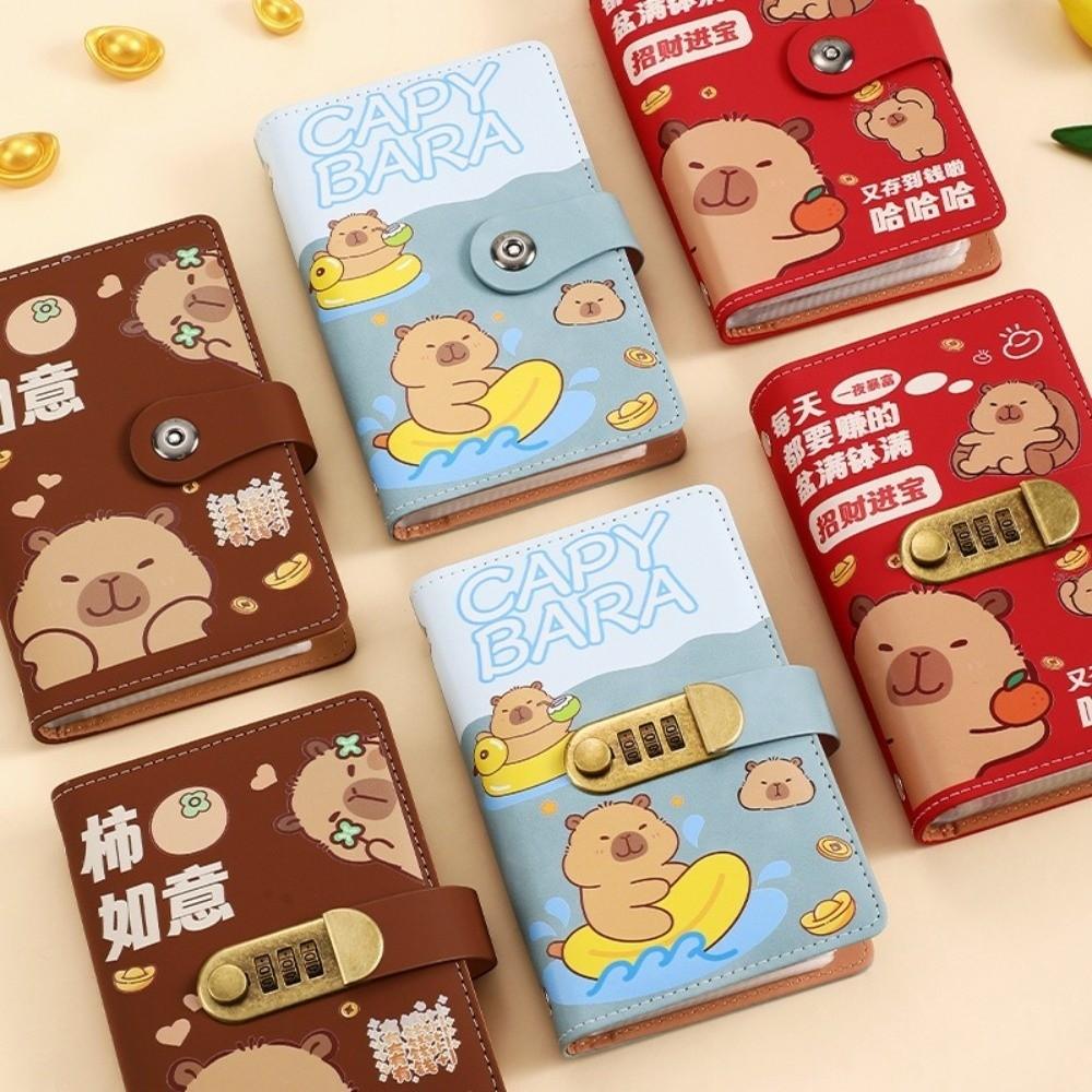 Cartoon Capybara Saving Money Binder with Password Lock Account Book  Girls Boys
