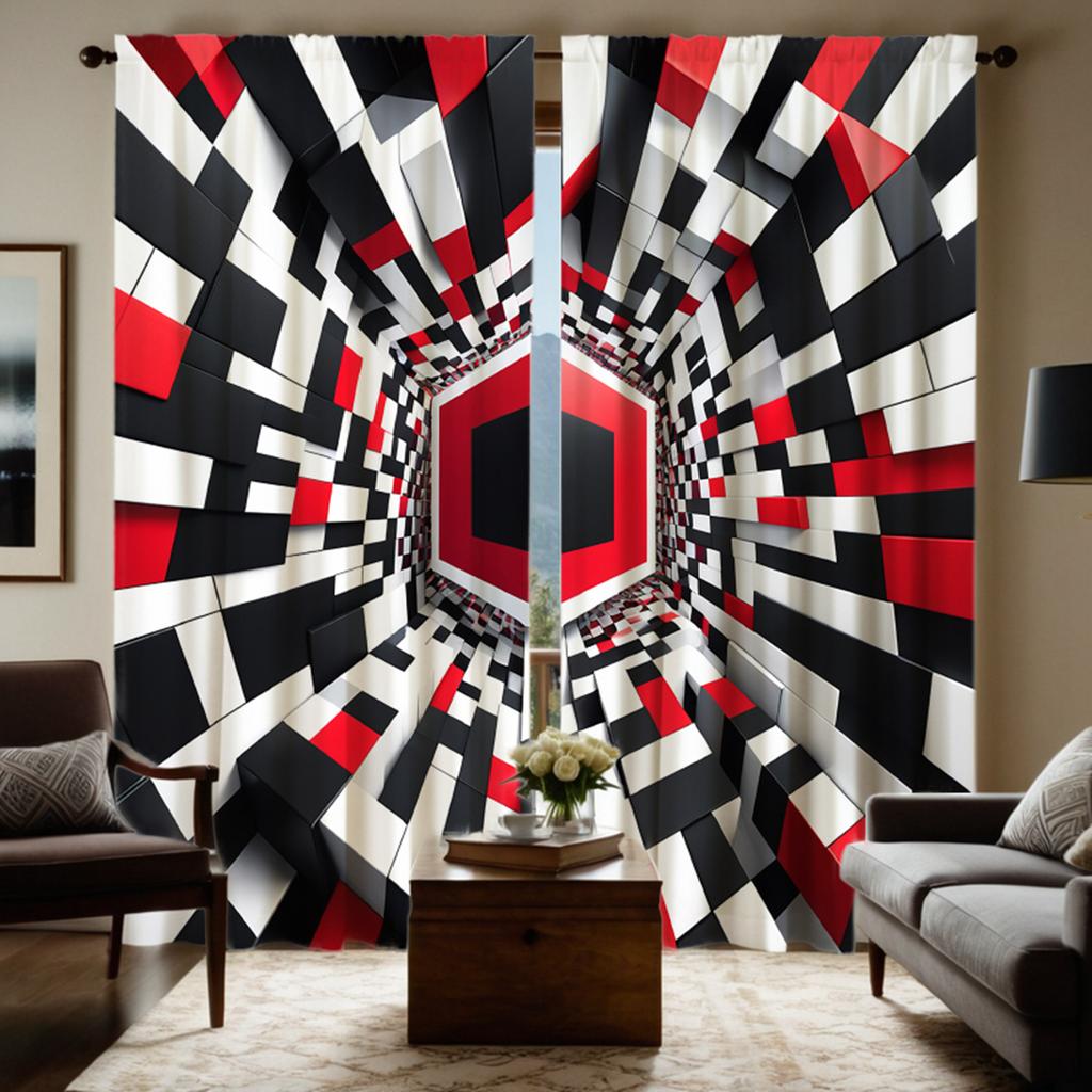 2 ST HD digital svartvitt serie tredimensionella svartvita chevron-gardiner heminredningsstil dekoration li