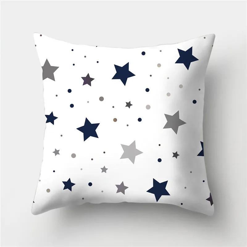 Geometric Cushion Cover 45x45 Polyester Blue Grey Pillow Covers Decorative Sofa Cushions Throw  Home Decor Cases
