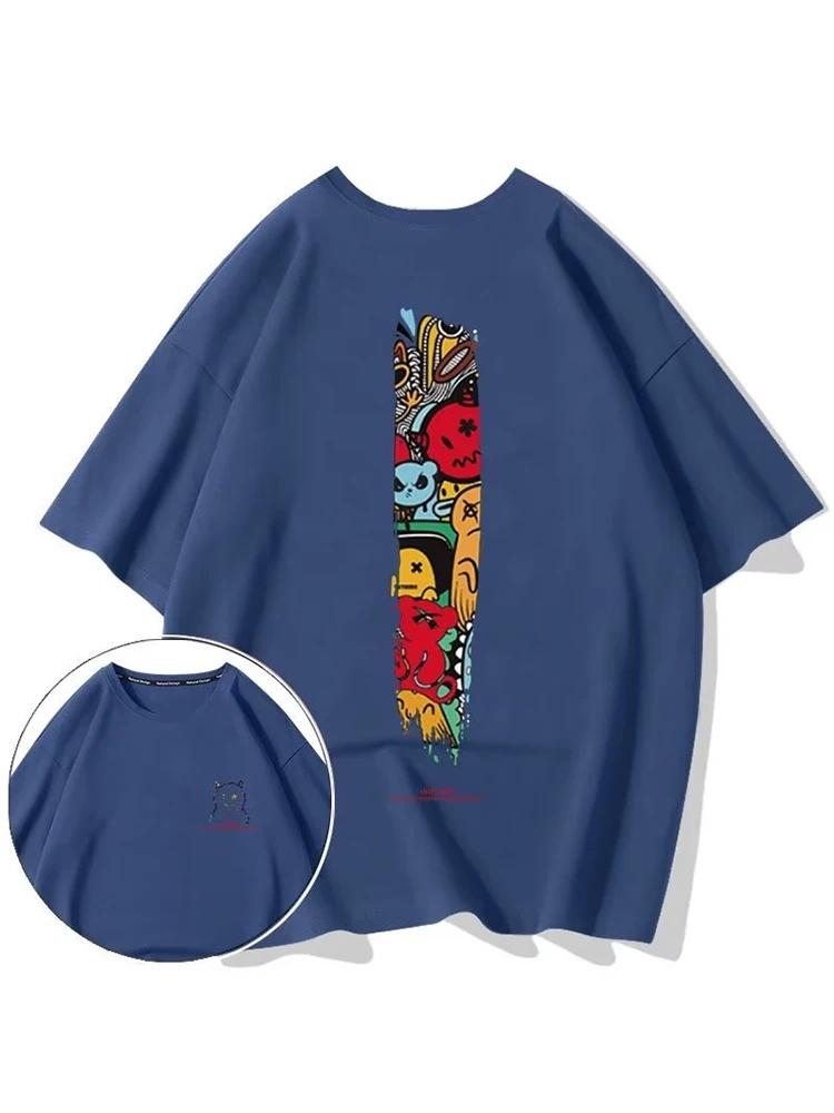 Devil Funny Graffiti Short-sleeved T-shirt Hip Hop Fashion Aesthetic Tshirt Anime Men T-shirts 2022 Summer Harajuku Clothes