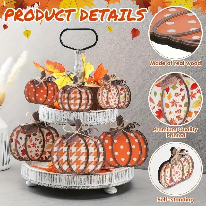 6 Stück Vintage Kürbis Herbst Orange Braun Tischdecke Platzset Esszimmer Mittelstück Kunstholz Party Bauernhaus Heimdeko