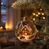 Transparente Weihnachts-Kugel-Deko Weihnachtsbaumkugel-Schmuck mit LED-Lichtern Schneeszene Acryl Klar Hängende Dekorationen Dekor Bruchfest Baum Saisonal