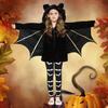 Costume Unisex da Pipistrello Vampiro per Bambini, Tuta con Cappuccio, Guanti, Pantaloni, Costume Cosplay di Halloween, Set Costume da Pipistrello