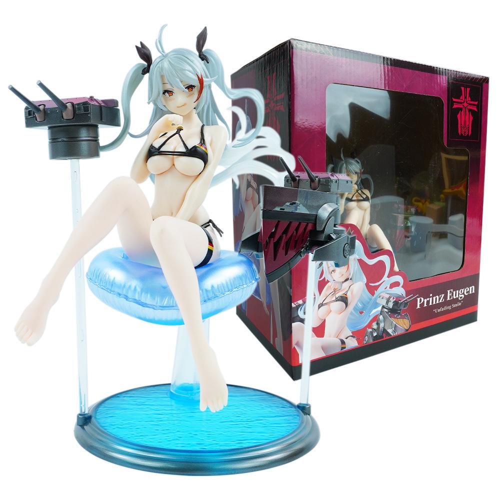 18cm Azur Lane Kms Prinz Eugen In Swimsuit Game Girl Figure Model Statue Boys Collection Desktop Decoration Ornament Toys Gifts