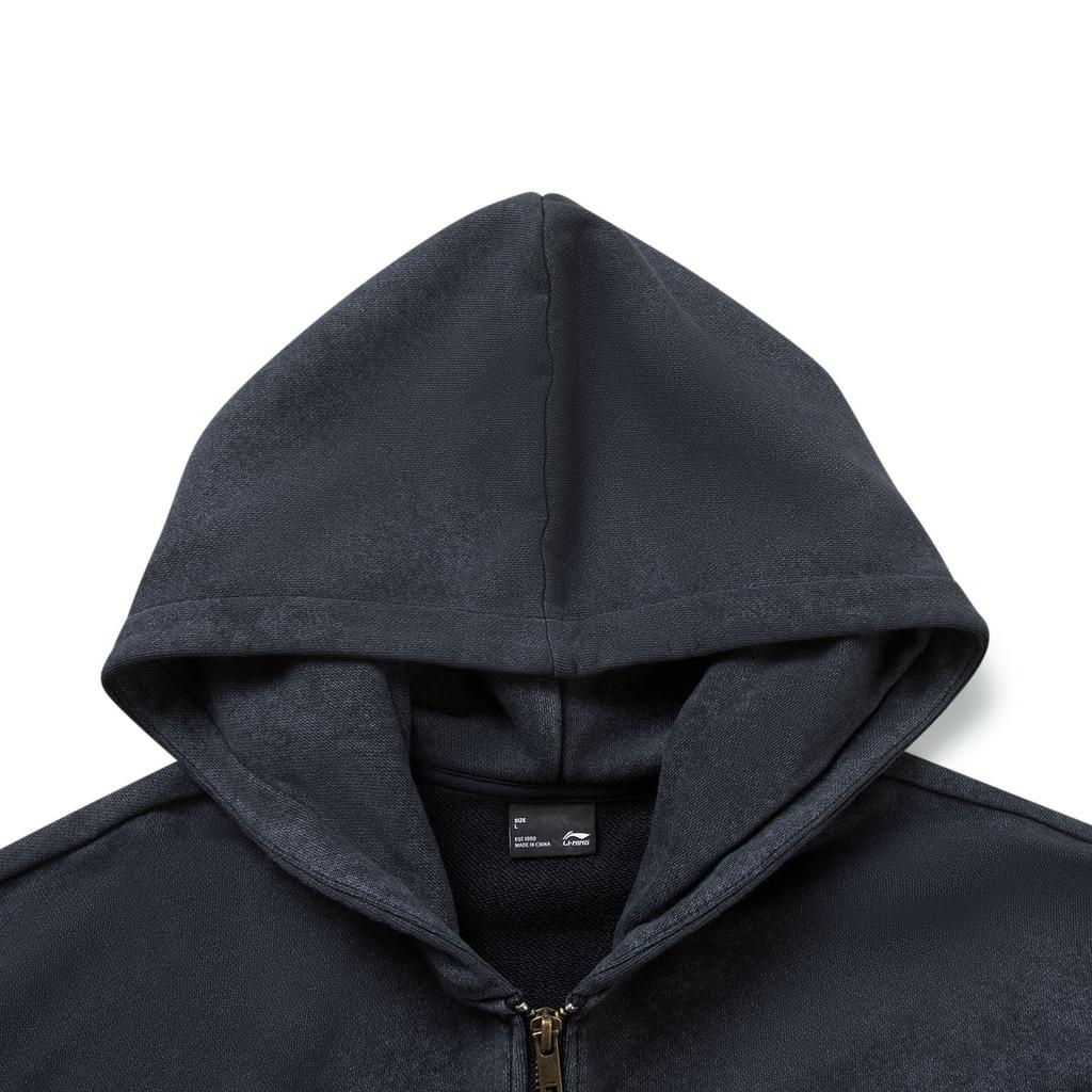 Li-Ning Casual Comfortable Simple Loose Versatile Hooded Cardigan Sweatshirt Unisex sweatshirt Black AWDVC13-5