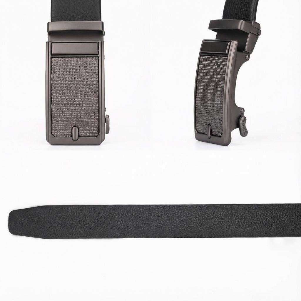 Men's Genuine Leather Belt with High-end Automatic Buckle - Premium Cowhide for Middle-aged and Young Adults