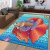Colorful Fish and Starfish Carpet with Ocean Waves Design Pattern Suitable for use as an anti-slip for living room bedroom sofas