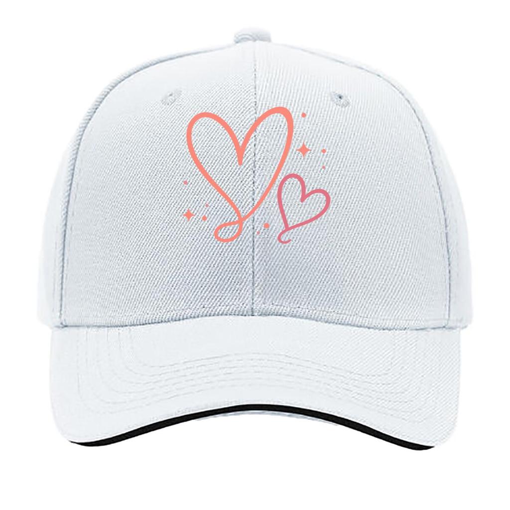 Playful Double Heart Line Art Sandwich Baseball Cap Sun Cap Outdoor Workouts Hat