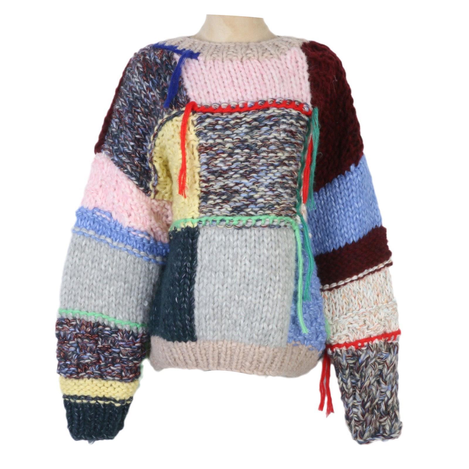 

Корейский ретро свитер с кисточками в стиле колор-блок - Свободный вязаный повседневный жакет с круглым вырезом L