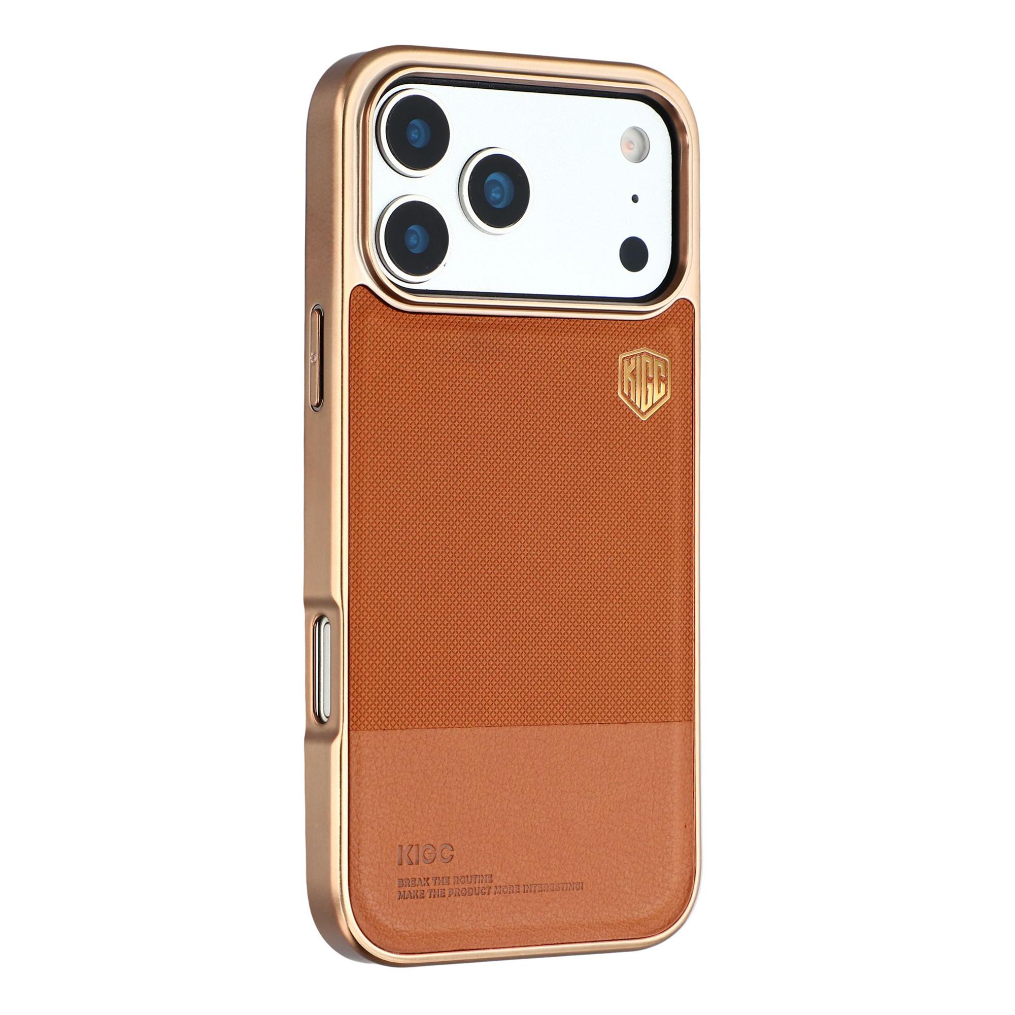 KIGC For iPhone 17 Pro Max Case PC + TPU + PU Electroplating Phone Cover