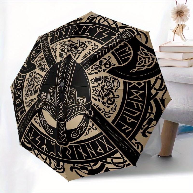 Viking Helmet Design Umbrella, Cute Umbrella with Cute Design, Portable 3-Fold Compact Umbrella for Men & Women, Valentine's Day Mother's Day Gift S50