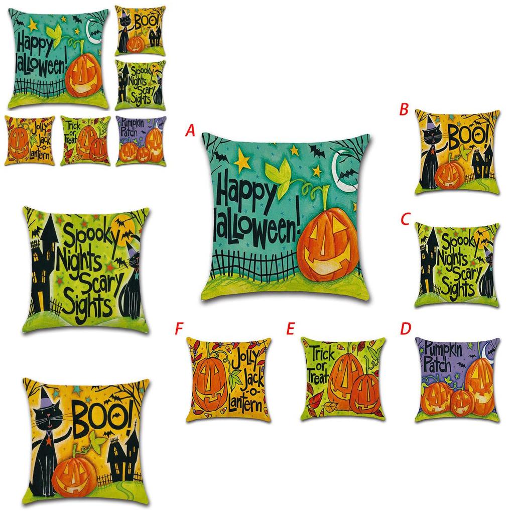 Elegant Halloween Flax Pillow Case Featuring Pumpkin And Ghost Design For Cozy Vibes
