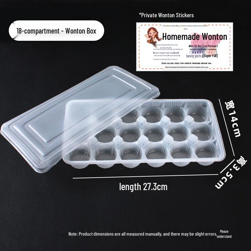 Disposable 18-Compartment Transparent Wonton Freezer Boxes