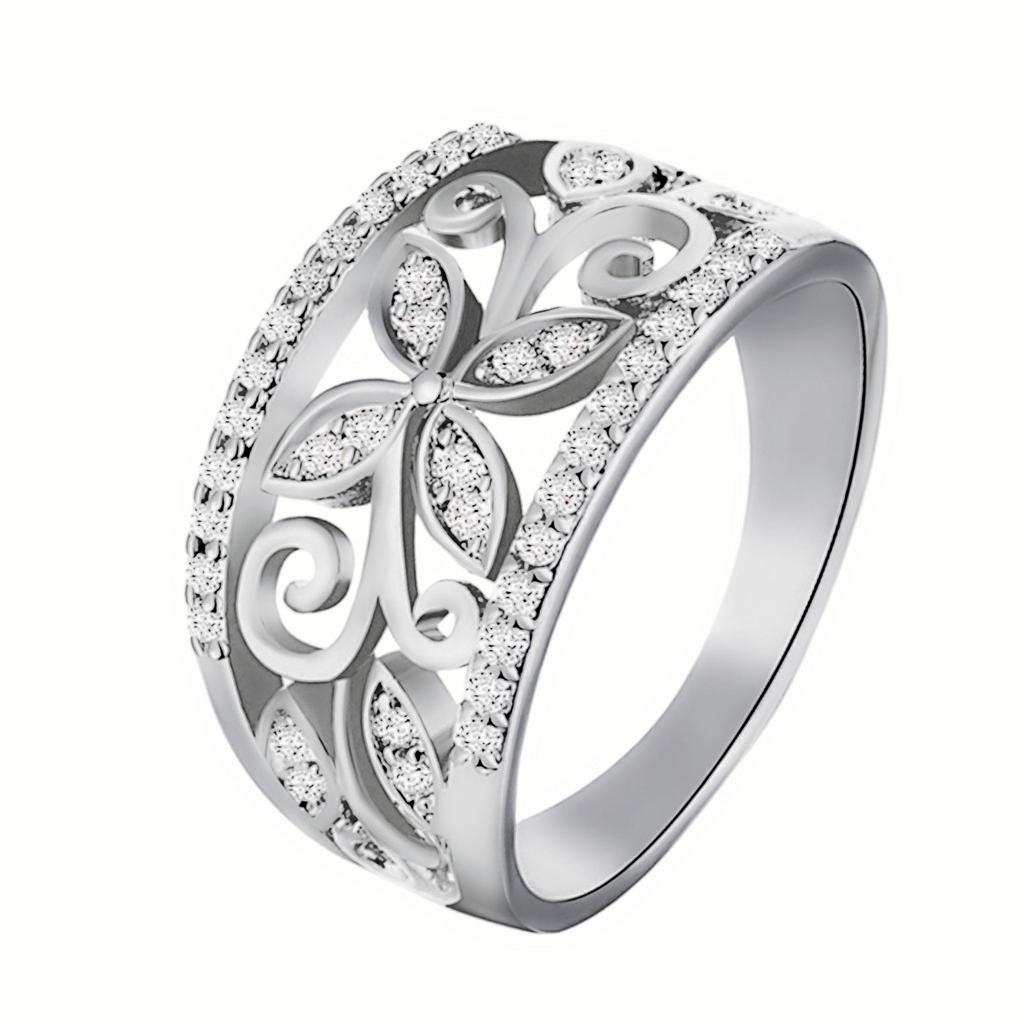 Hollow Pattern Hand Jewelry Women's Fashion Crystal Diamond  Ring Jewelry