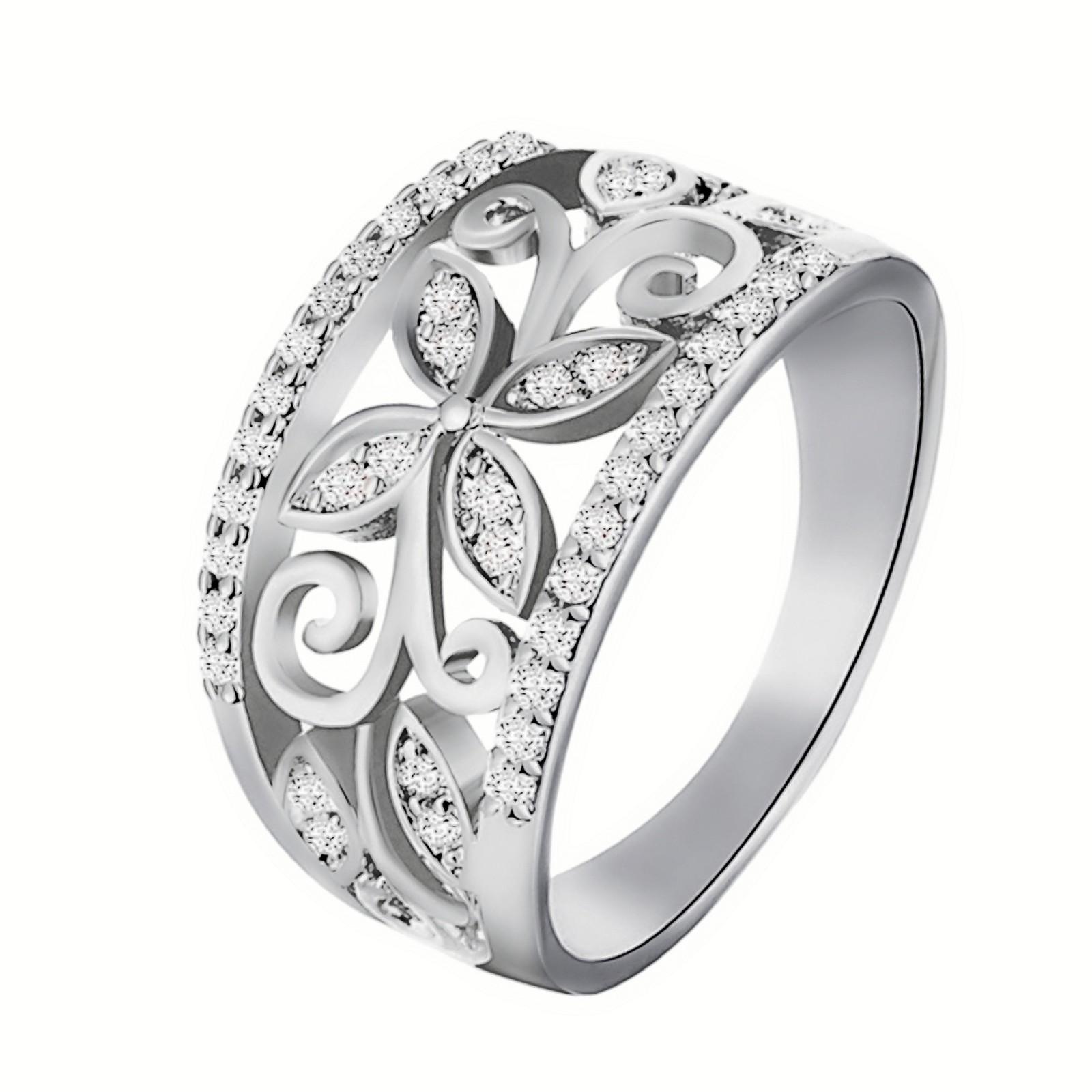 Hollow Pattern Hand Jewelry Women s Fashion Crystal Diamond  Ring Jewelry 9