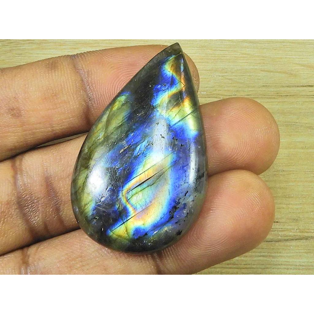 28X44X7MM Natural Labradorite Pear Crystal Cabochon Loose Gemstone 68Cts. SK-3321