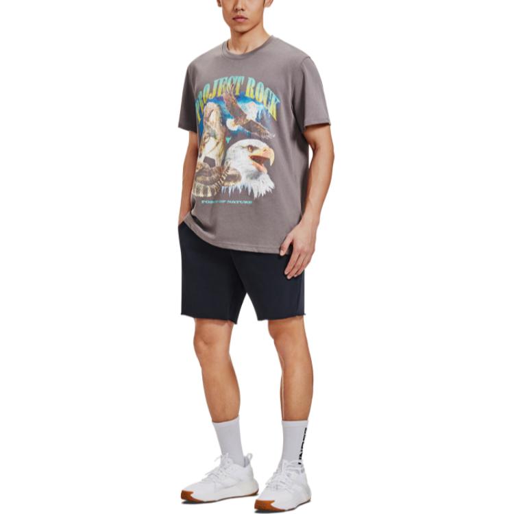 Under Armour Project Rock Einfarbige Lässige Trainings-Mittelhohe Gerade Bein Sports-Shorts Herren-Shorts Schwarz 1383186-001