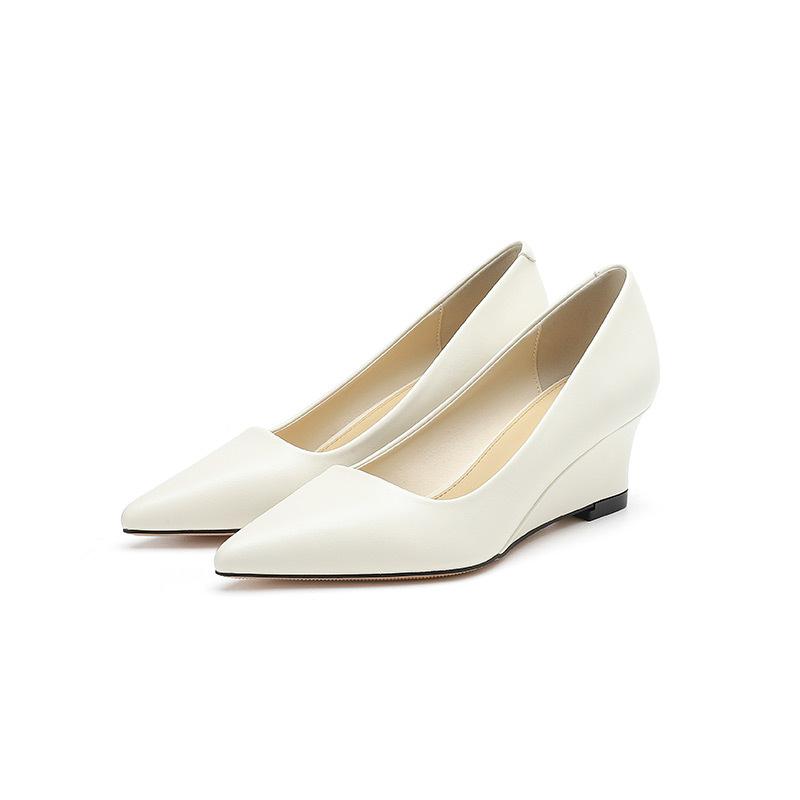 5162-2 slope heel high heels women's new light mouth thick sole high heel single shoes women's solid color work women's single shoes